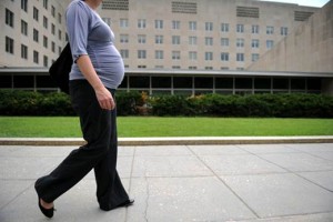 Pregnant woman walking